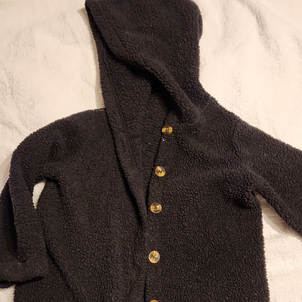 SHEIN Black Fleece Kids Jacket with Gold Buttons